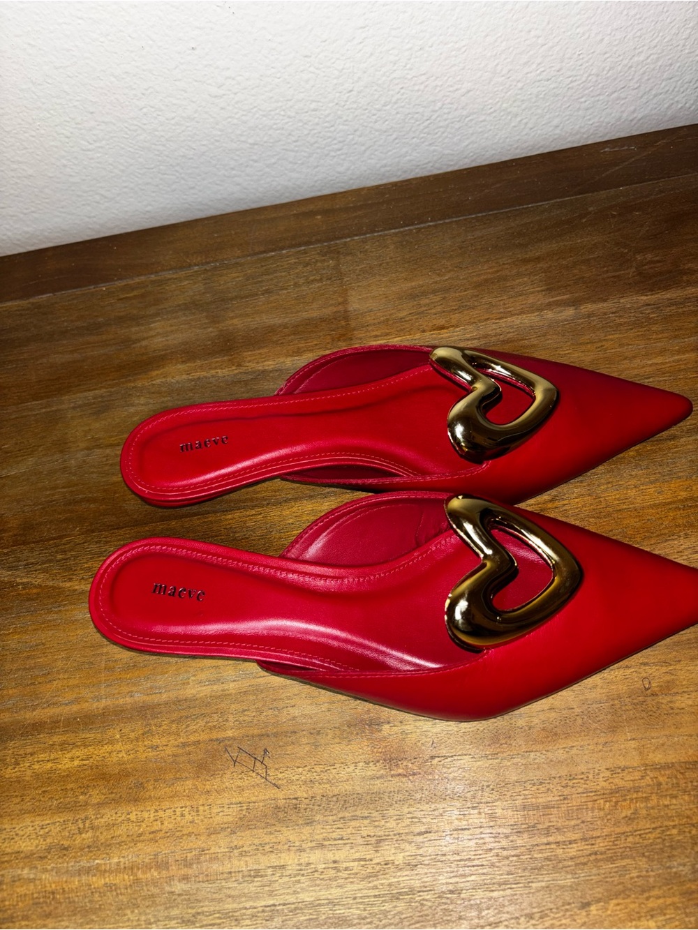 Maeve Heart Mule Heels, Size 37, US 6 - 6 1/2 , Retail $170.00, Color: Red - Picture 7 of 8